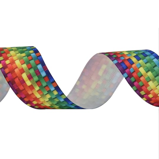 12 Pack: 1.5" x 3yd. Grosgrain Wired Rainbow Weave Ribbon by Celebrate It®